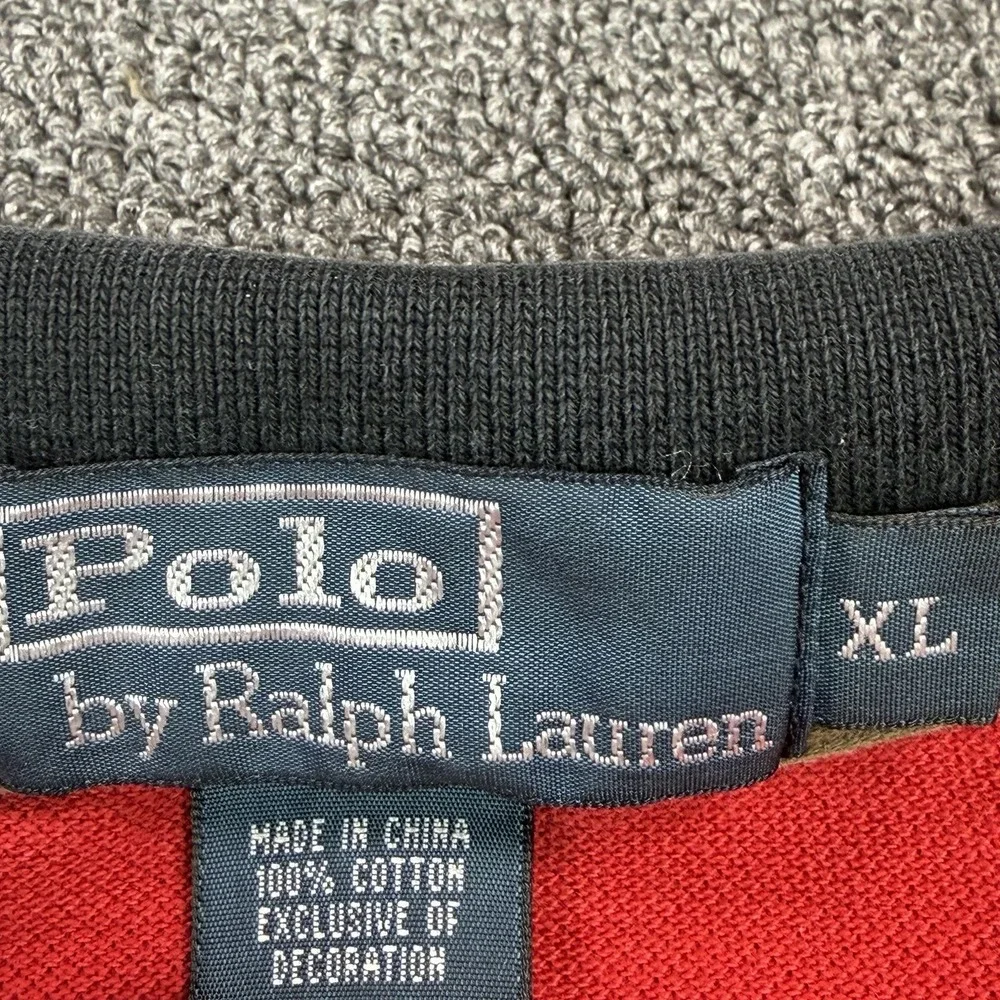 POLO by Ralph Lauren Big Pony‎ Snap Button Rugby Polo Shirt Size XL Red Vented